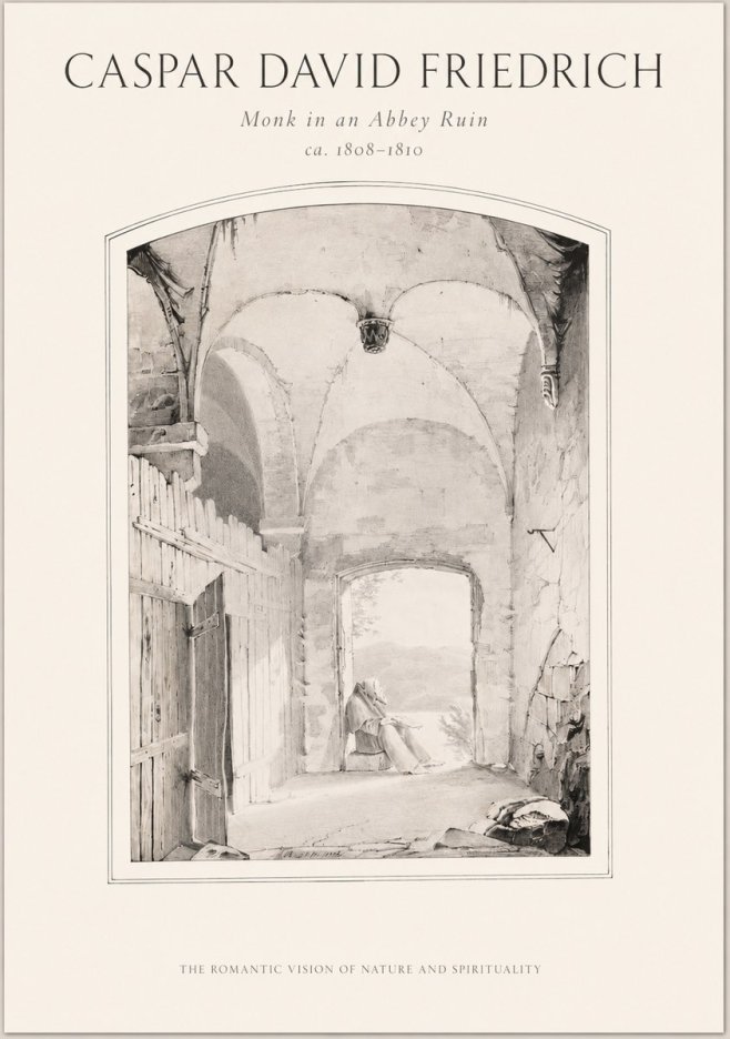 Caspar David Friedrich Monk in an Abbey Ruin No1 - Affiche