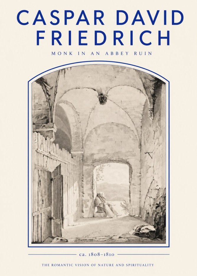 Caspar David Friedrich Monk in an Abbey Ruin No3 - Affiche