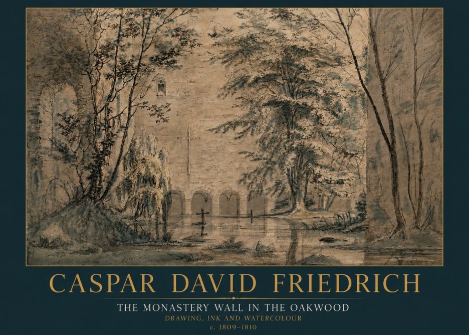 Caspar David Friedrich The Monastery Wall in the Oakwood No5 - Affiche