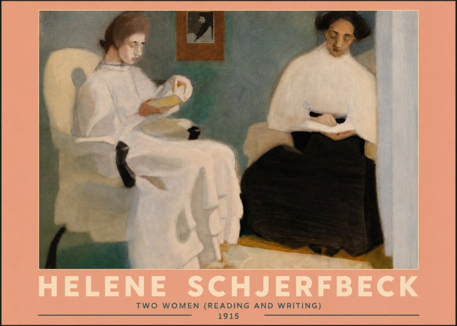 Helene Schjerfbeck Two Women (Reading and Writing) No5 - Affiche