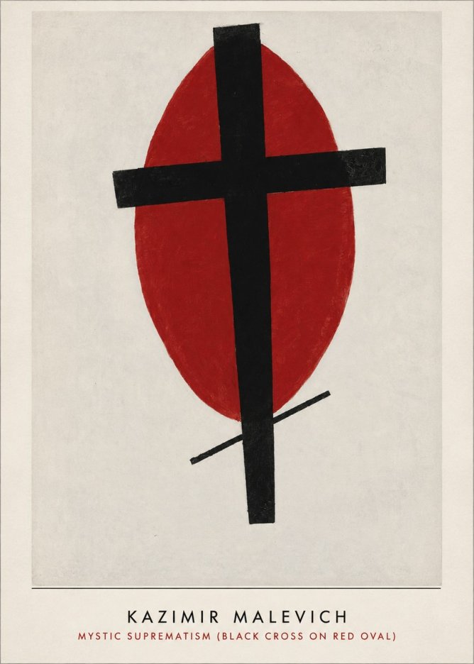Kazimir Malevich Mystic Suprematism (Black Cross on Red Oval) No3 - Affiche