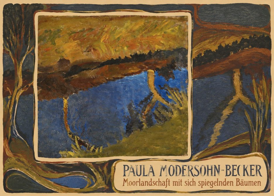 Paula Modersohn-Becker Moorlandschaft Mit Sich Spiegelnden Bäumen No3 - Affiche