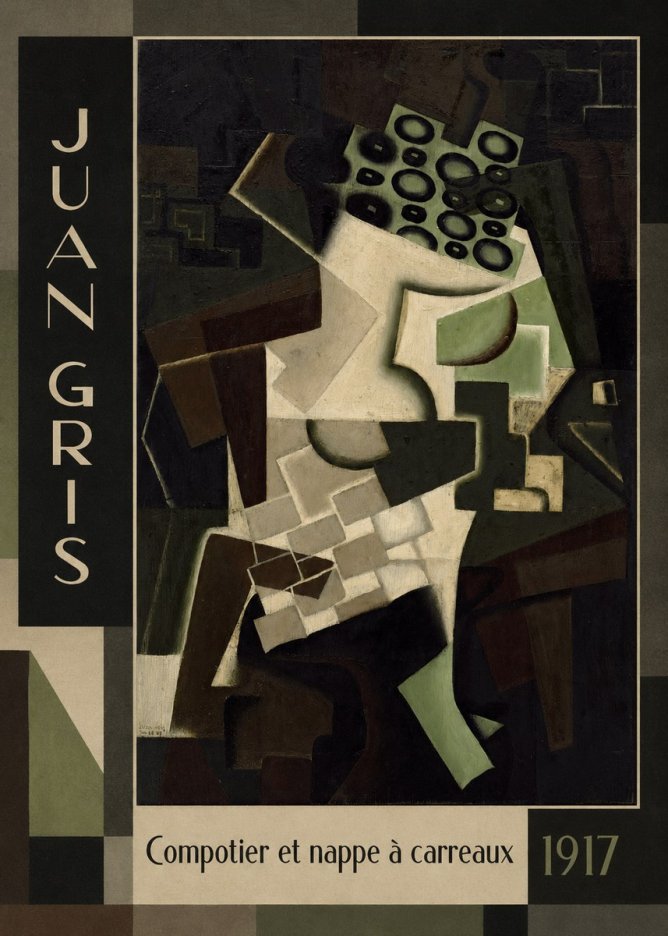Juan Gris Compotier Et Nappe À Carreaux No1 - Affiche