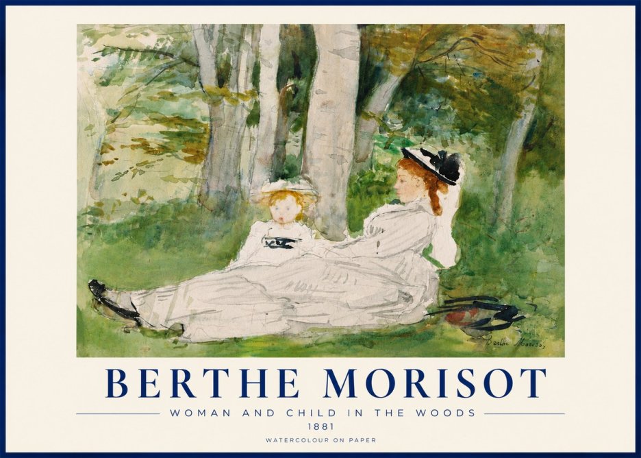 Berthe Morisot Woman and Child in the Woods No3 - Affiche