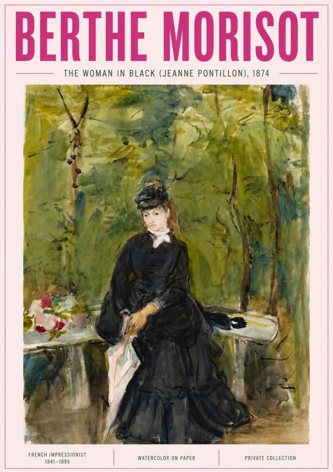 Berthe Morisot The Woman in Black (Jeanne Pontillon) No5 - Affiche