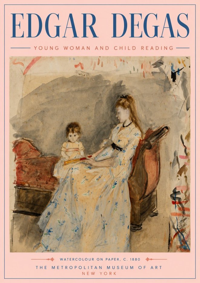 Edgar Degas Young Woman and Child Reading No5 - Affiche