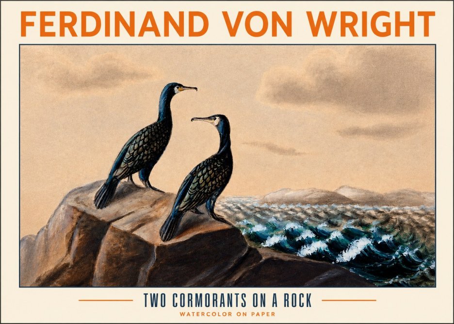 Ferdinand von Wright Two Cormorants on a Rock No2 - Affiche