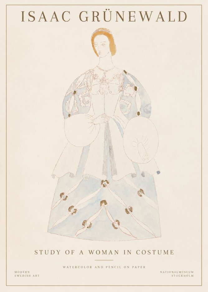 Isaac Grünewald Study of a Woman in Costume No1 - Affiche