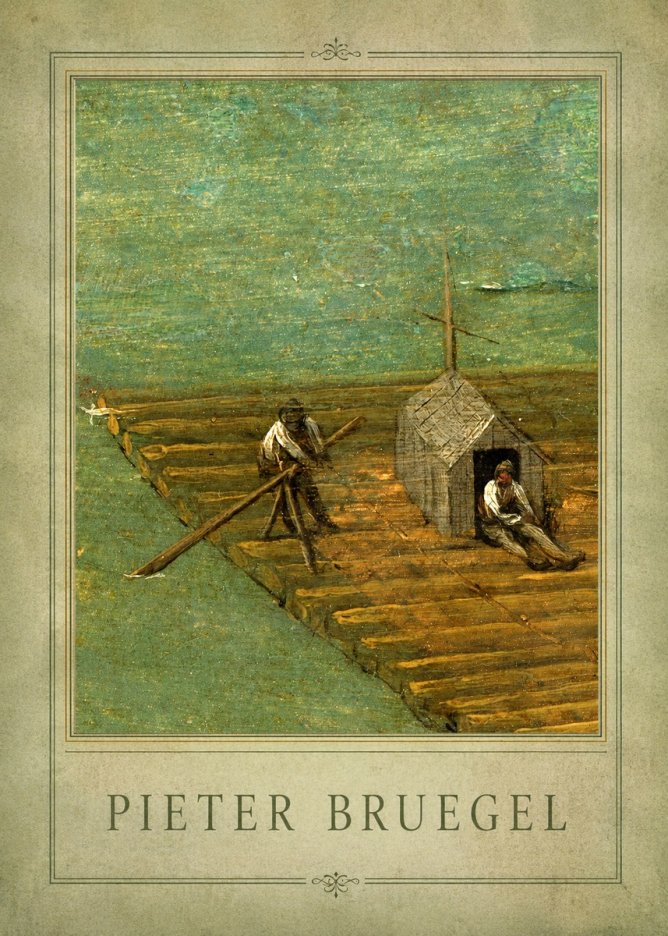 Pieter Bruegel Two Men on a Raft No1 - Affiche