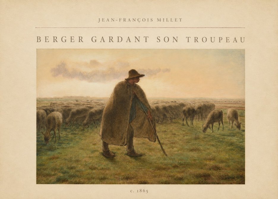 Jean-François Millet Berger Gardant Son Troupeau No5 - Affiche