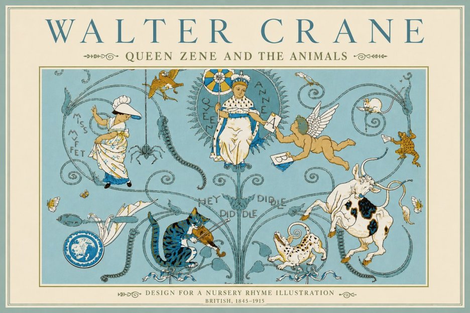 Walter Crane Queen Zene and the Animals No4 - Affiche