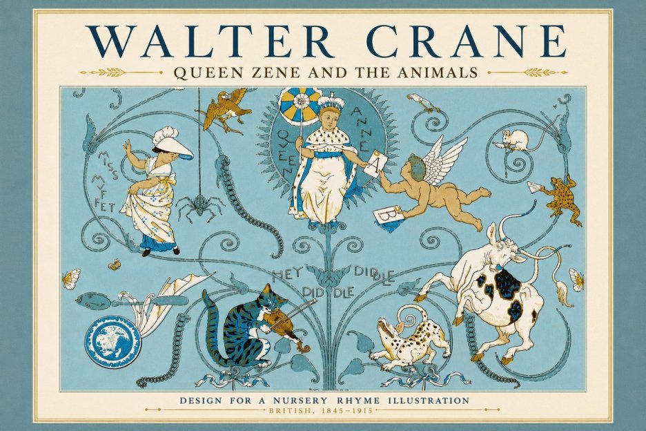 Walter Crane Queen Zene and the Animals No5 - Affiche