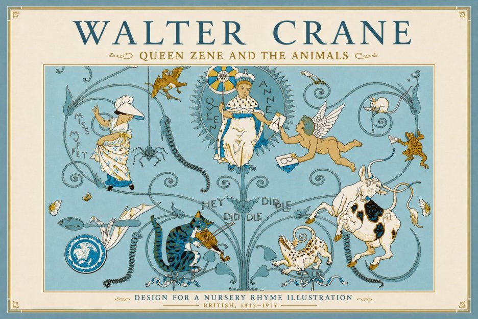 Walter Crane Queen Zene and the Animals No6 - Affiche