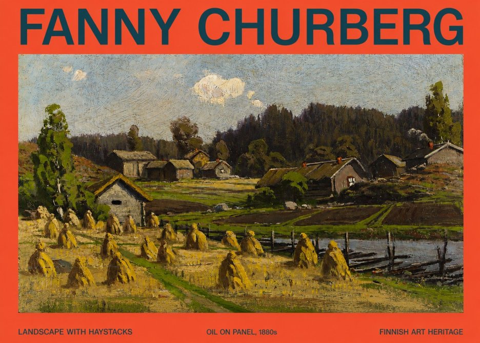 Fanny Churberg Landscape with Haystacks No2 - Affiche