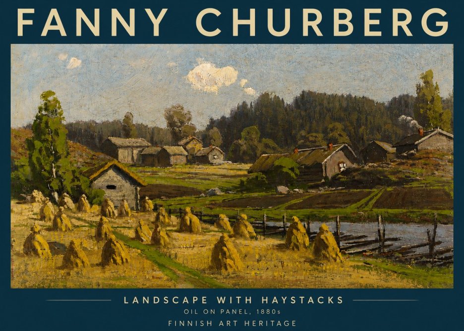 Fanny Churberg Landscape with Haystacks No5 - Affiche