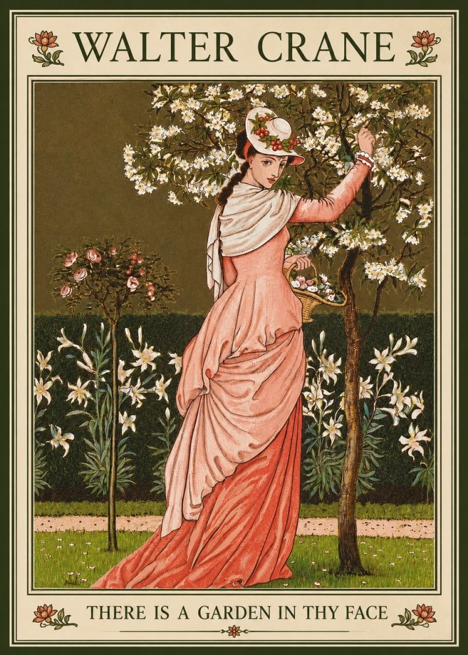 Walter Crane There Is a Garden in Thy Face II No3 - Affiche