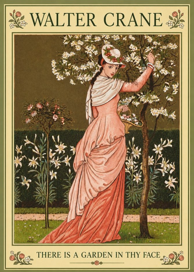 Walter Crane There Is a Garden in Thy Face II No4 - Affiche