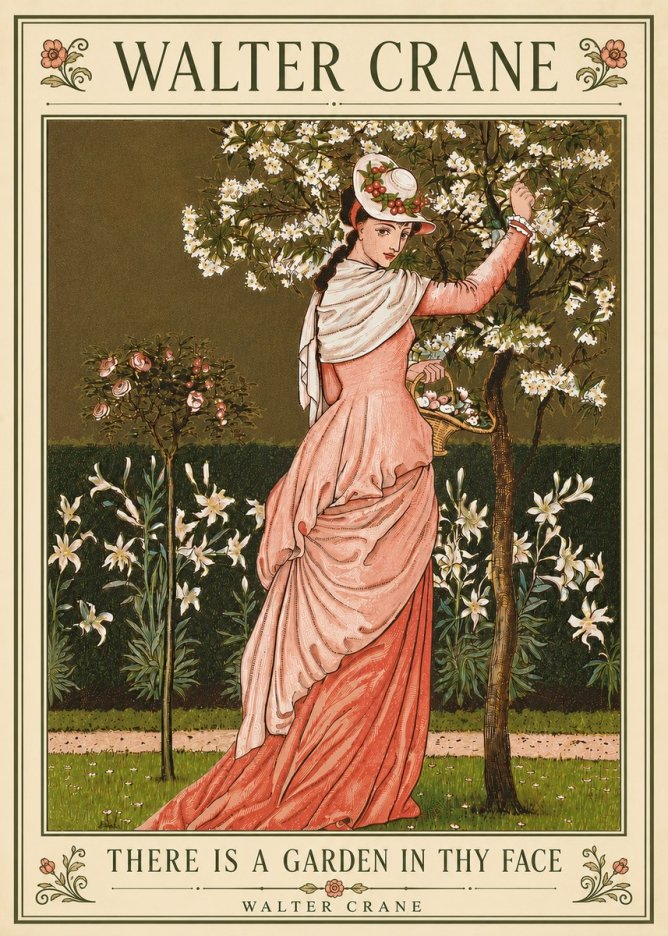 Walter Crane There Is a Garden in Thy Face II No6 - Affiche