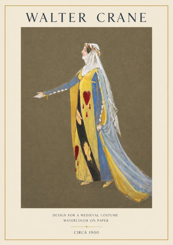 Walter Crane Design for a Medieval Costume No1 - Affiche