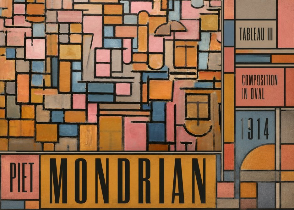 Piet Mondrian Tableau Iii — Composition in Oval No5 - Affiche
