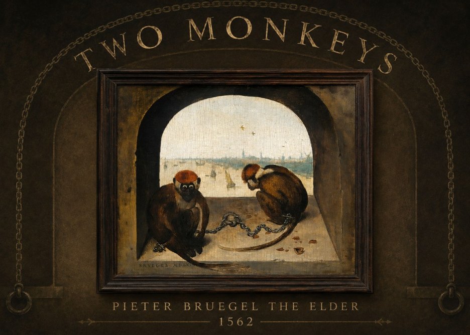 Pieter Bruegel Two Monkeys III No2 - Affiche