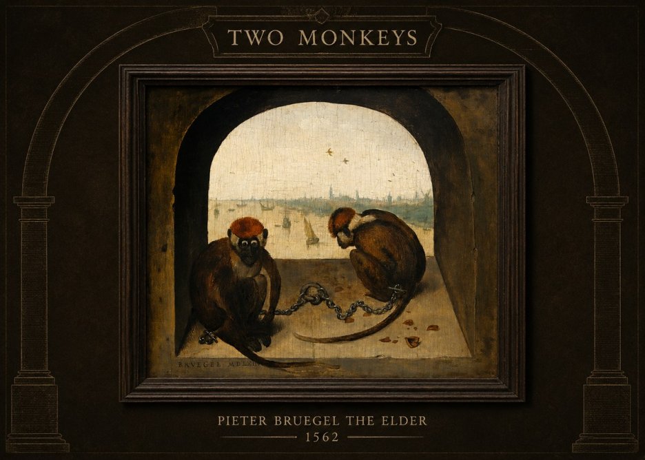 Pieter Bruegel Two Monkeys III No4 - Affiche