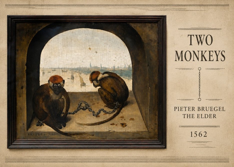 Pieter Bruegel Two Monkeys III No5 - Affiche