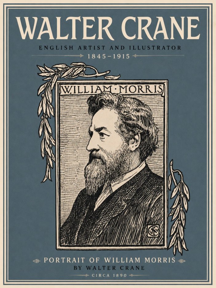 Walter Crane Portrait of William Morris No5 - Affiche