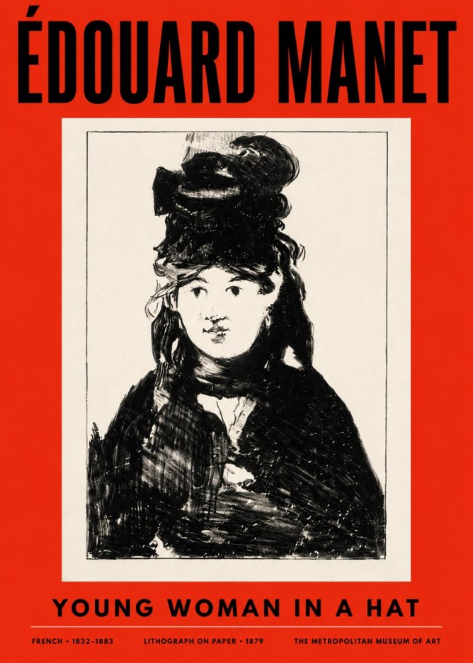 Édouard Manet Young Woman in a Hat II No2 - Affiche