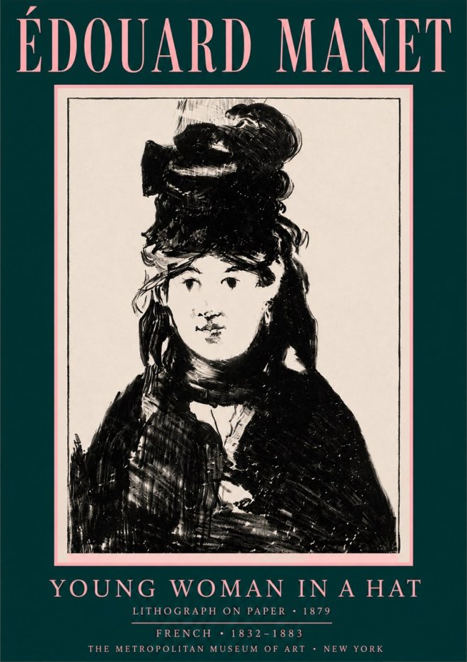 Édouard Manet Young Woman in a Hat II No4 - Affiche