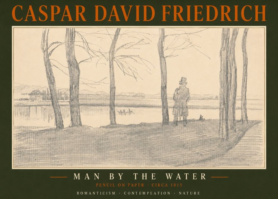 Caspar David Friedrich Man by the Water No2 - Affiche