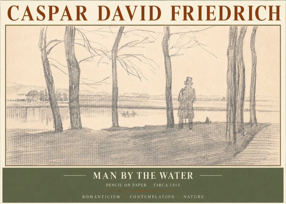 Caspar David Friedrich Man by the Water No5 - Affiche