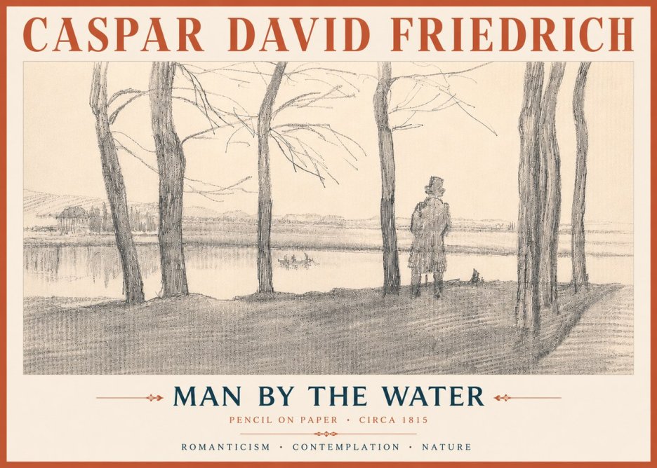 Caspar David Friedrich Man by the Water No6 - Affiche