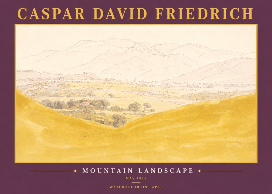 Caspar David Friedrich Mountain Landscape No6 - Affiche