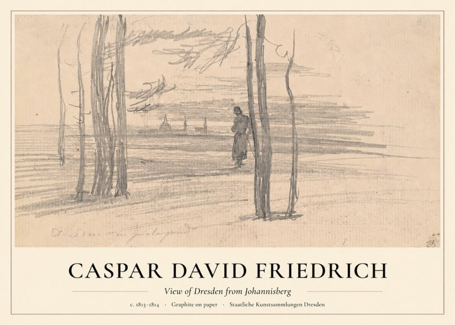 Caspar David Friedrich View of Dresden from Johannisberg No1 - Affiche