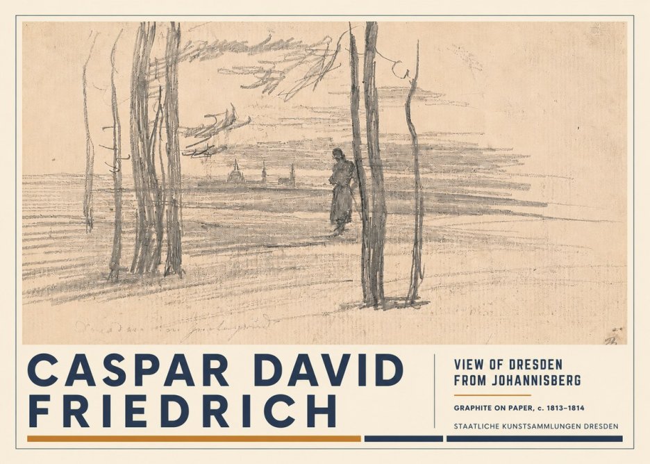 Caspar David Friedrich View of Dresden from Johannisberg No3 - Affiche