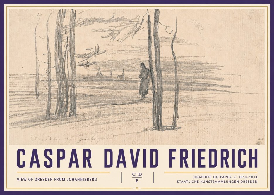 Caspar David Friedrich View of Dresden from Johannisberg No4 - Affiche