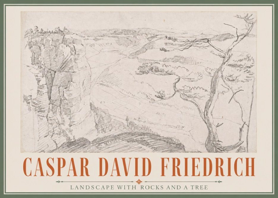 Caspar David Friedrich Landscape with Rocks and a Tree No3 - Affiche