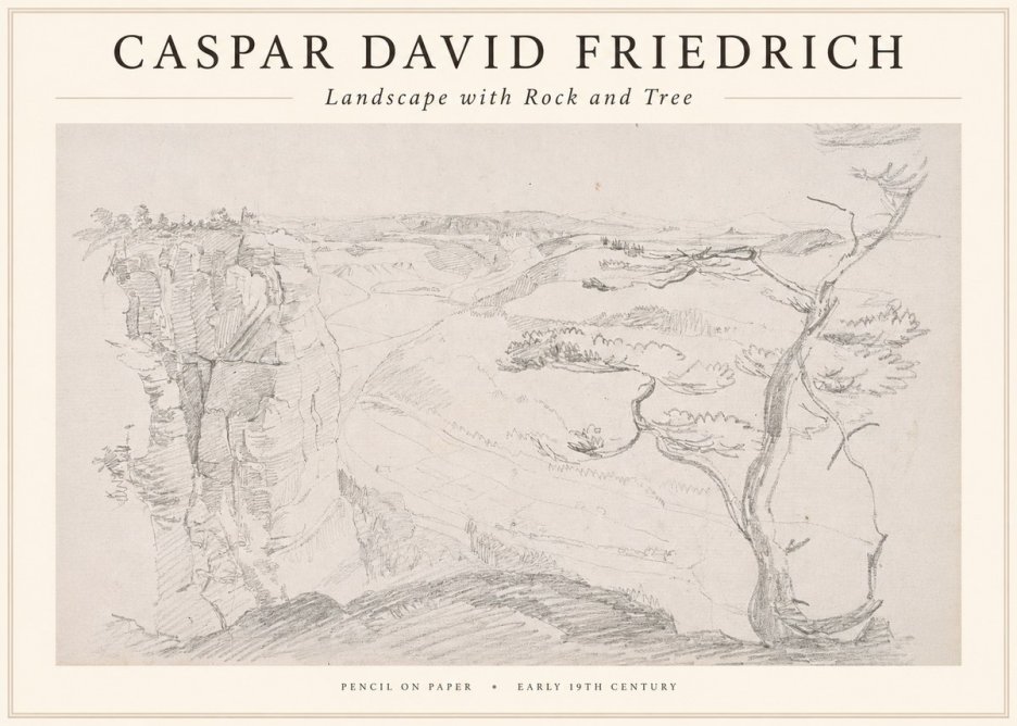 Caspar David Friedrich Landscape with Rocks and a Tree No4 - Affiche