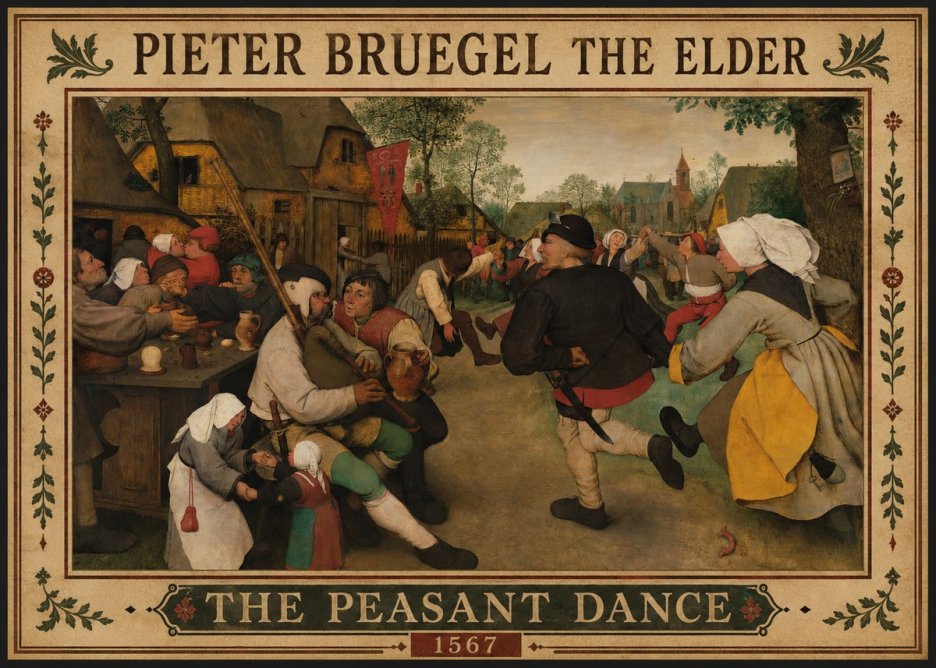 Pieter Bruegel The Peasant Dance II No1 - Affiche