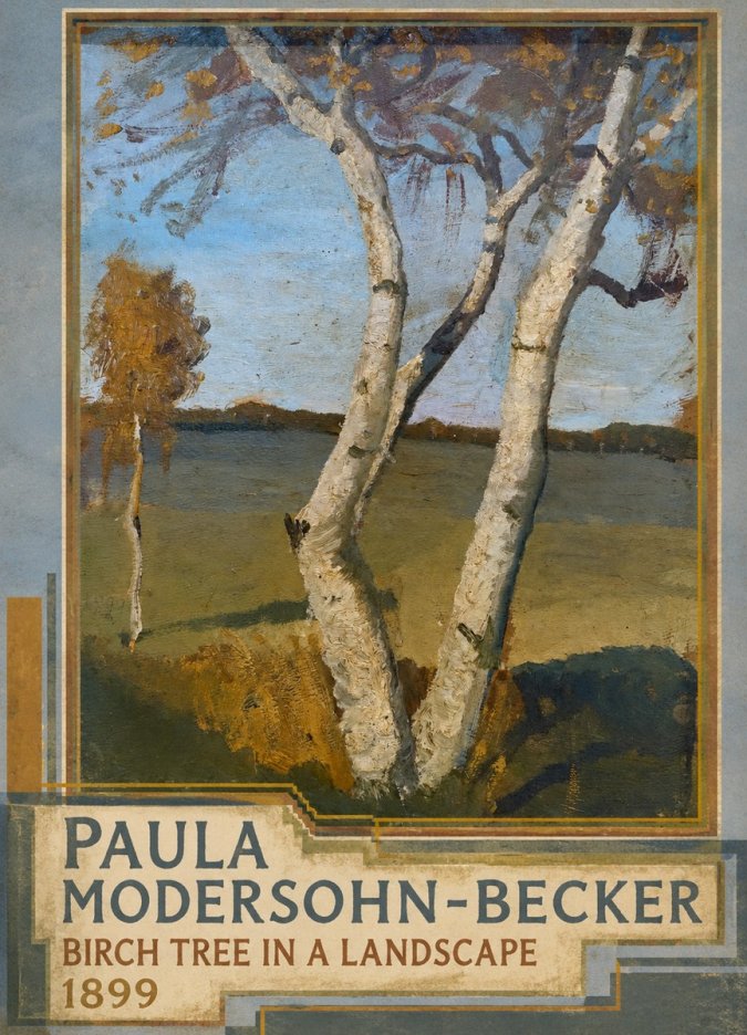 Paula Modersohn-Becker Birch Tree in a Landscape No5 - Affiche