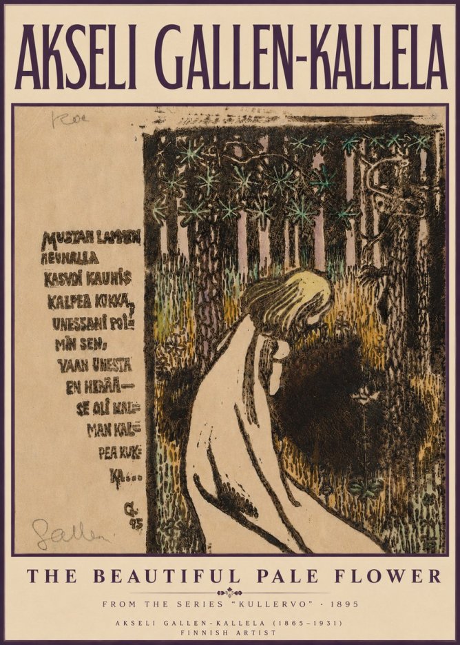 Akseli Gallen-Kallela The Beautiful Pale Flower No3 - Affiche