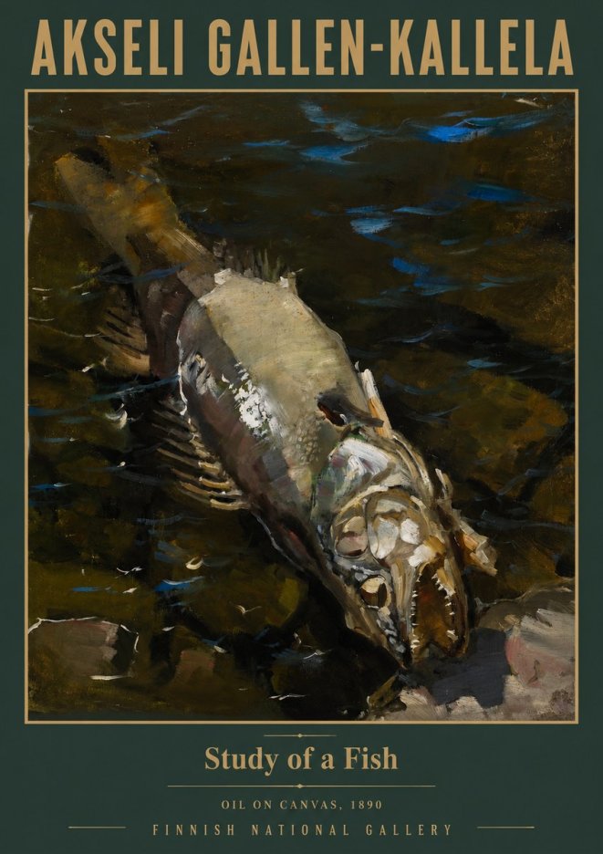 Akseli Gallen-Kallela Study of a Fish No2 - Affiche