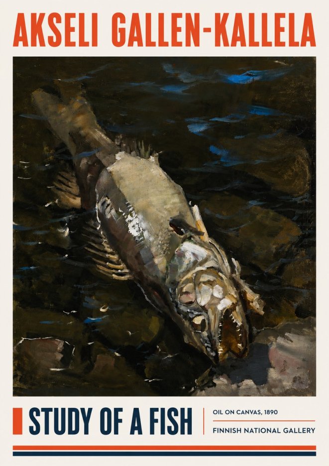 Akseli Gallen-Kallela Study of a Fish No4 - Affiche