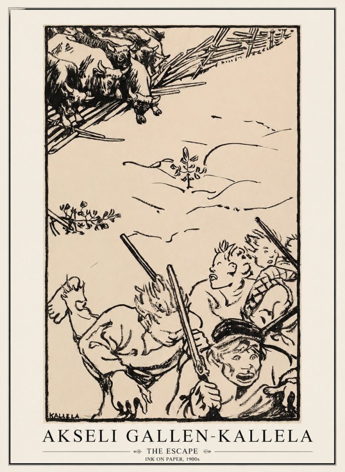 Akseli Gallen-Kallela The Escape No1 - Affiche