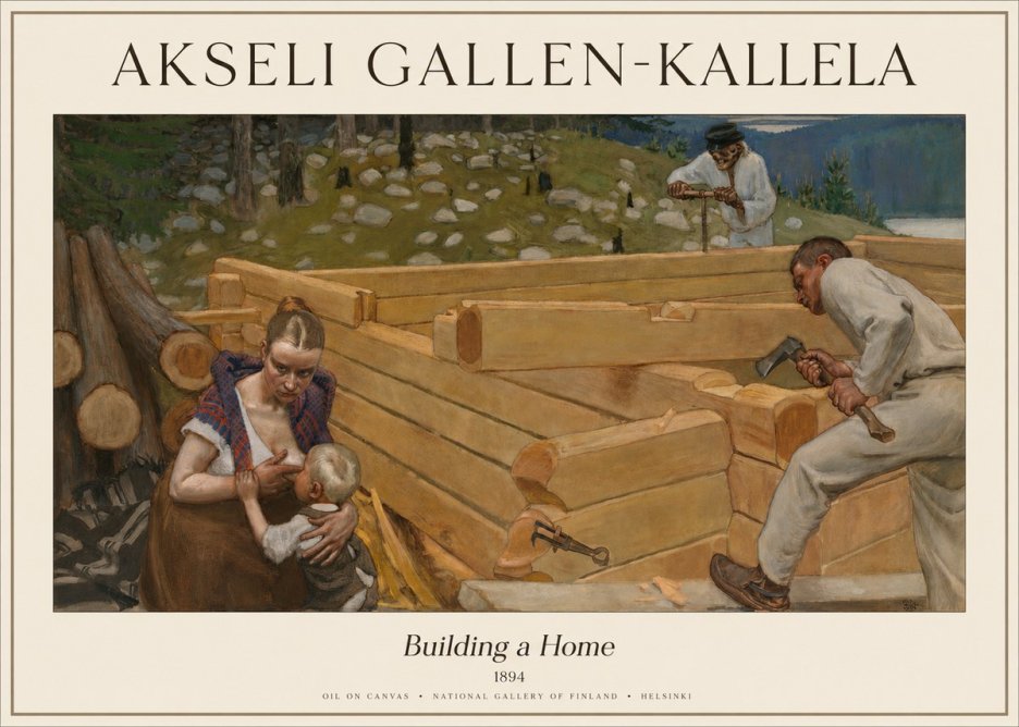 Akseli Gallen-Kallela Building a Home No4 - Affiche