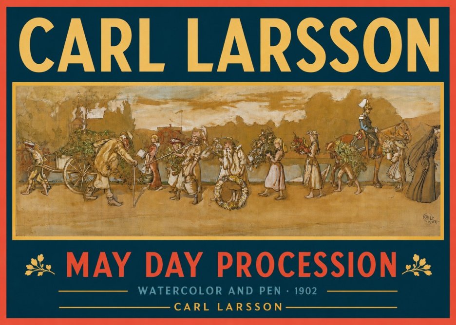 Carl Larsson May Day Procession No2 - Affiche