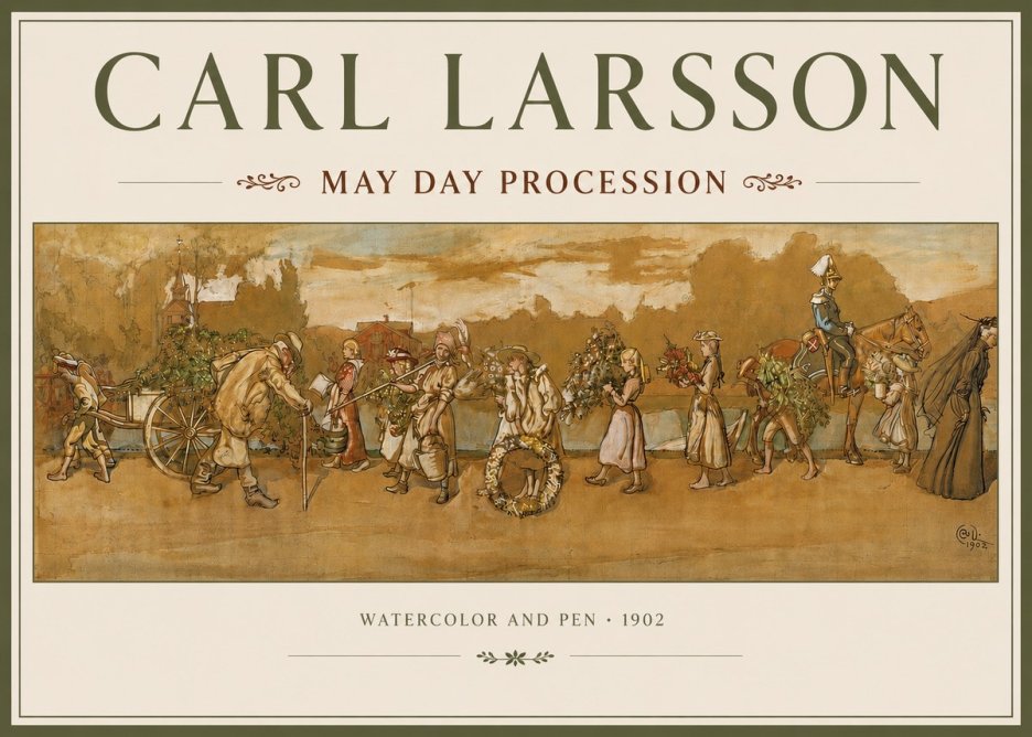 Carl Larsson May Day Procession No3 - Affiche