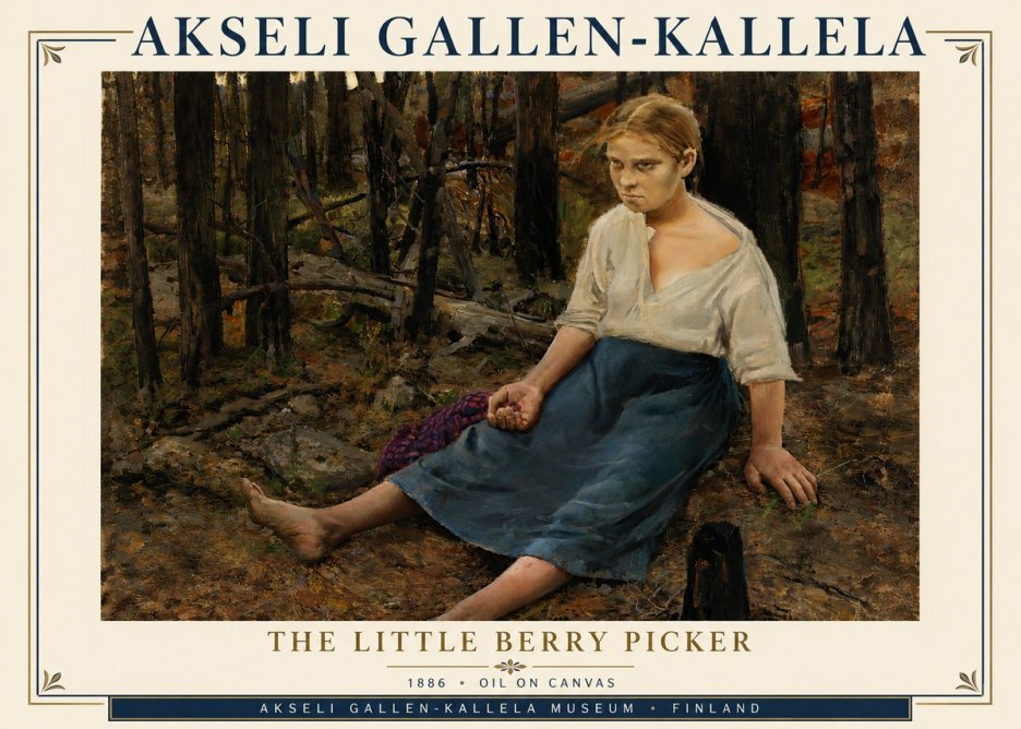 Akseli Gallen-Kallela The Little Berry Picker No4 - Affiche