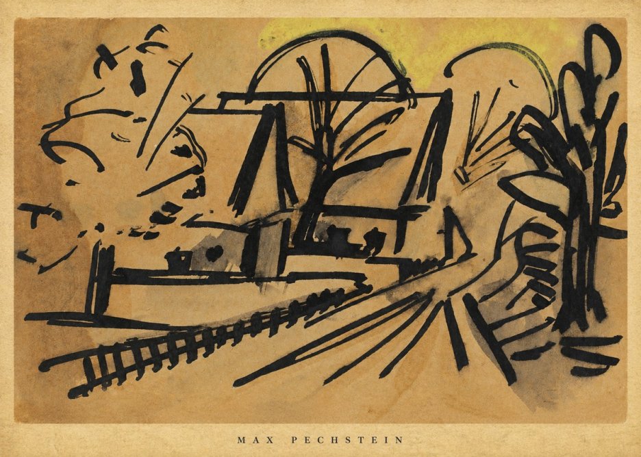 Max Pechstein Abstract Village Landscape No5 - Affiche